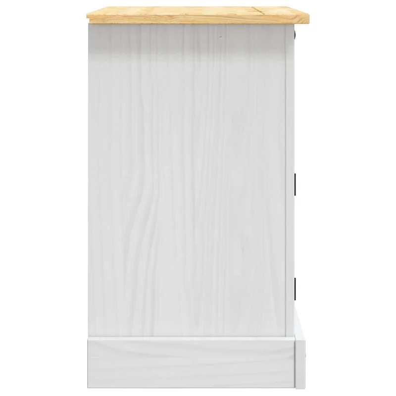 Table de chevet avec tiroir et compartiment avec porte 53 x 39 x 66 cm bois de pin massif blanc DEC033932