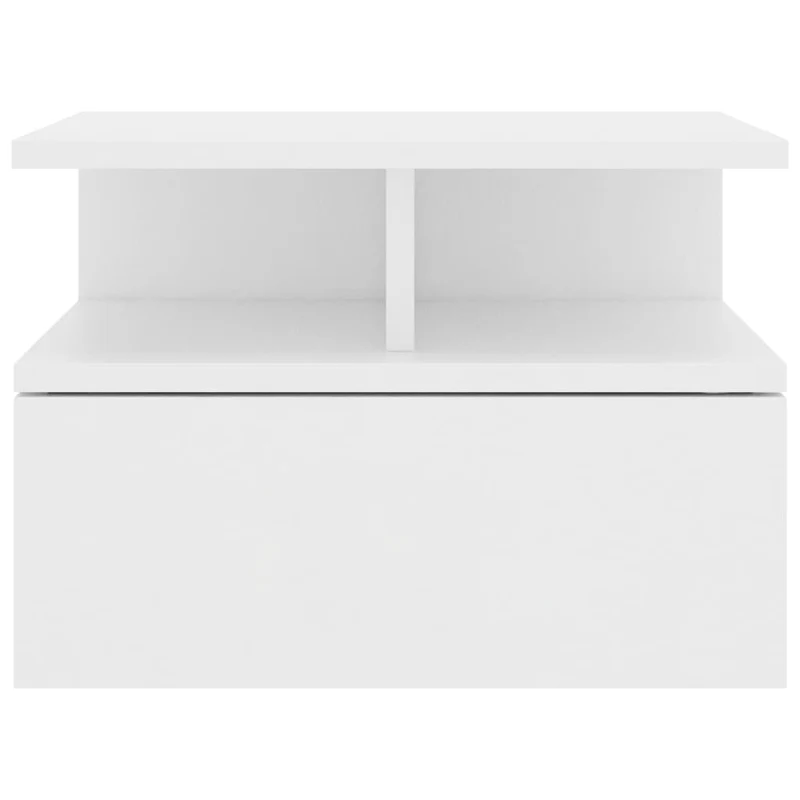 Table de chevet murale avec tiroir et compartiments 40 x 31 x 27 cm bois d'ingénierie blanc DEC033917