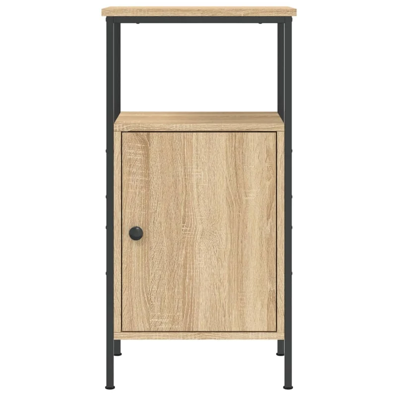 Table de chevet avec compartiment de rangement avec porte 41 x 31 x 80 cm bois d'ingénierie et fer DEC033874