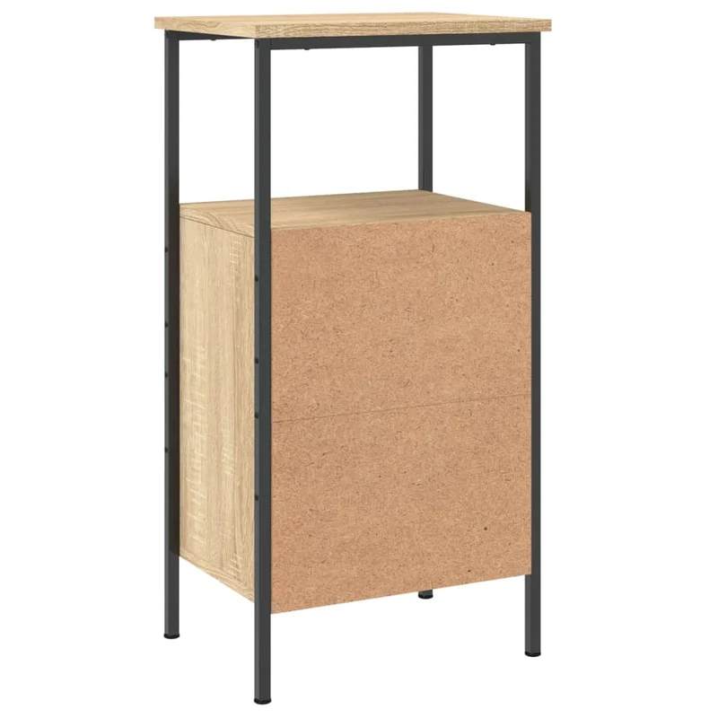 Table de chevet avec compartiment de rangement avec porte 41 x 31 x 80 cm bois d'ingénierie et fer DEC033874
