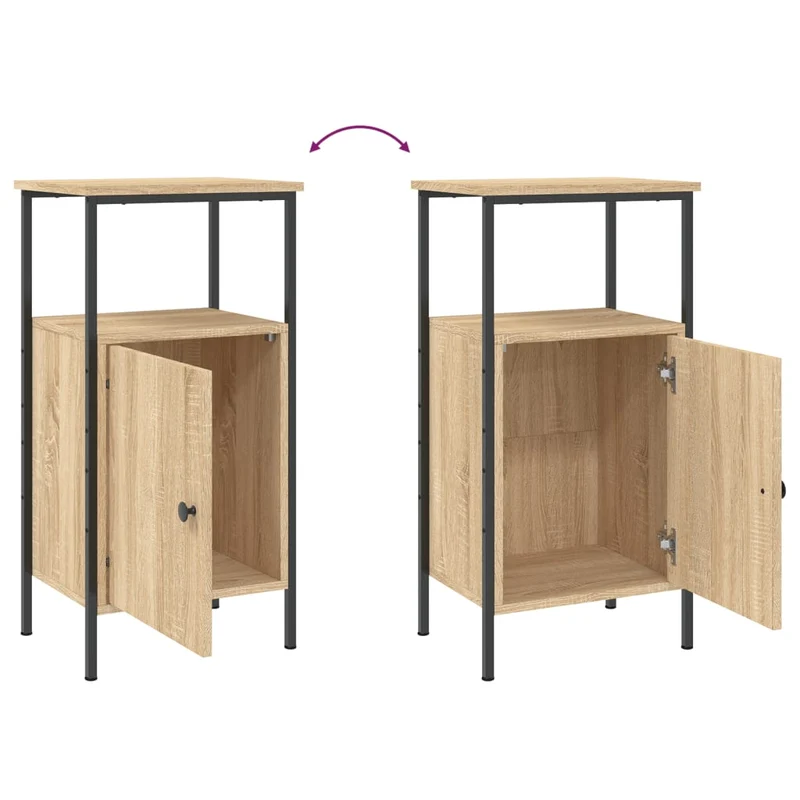 Table de chevet avec compartiment de rangement avec porte 41 x 31 x 80 cm bois d'ingénierie et fer DEC033874