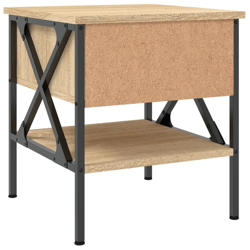 Table de chevet avec tiroir et étagère 40 x 42 x 45 cm bois d'ingénierie et fer DEC033868