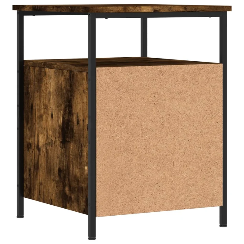 Table de chevet avec deux tiroirs et étagère 44 x 45 x 60 cm bois d'ingénierie marron et fer DEC033651