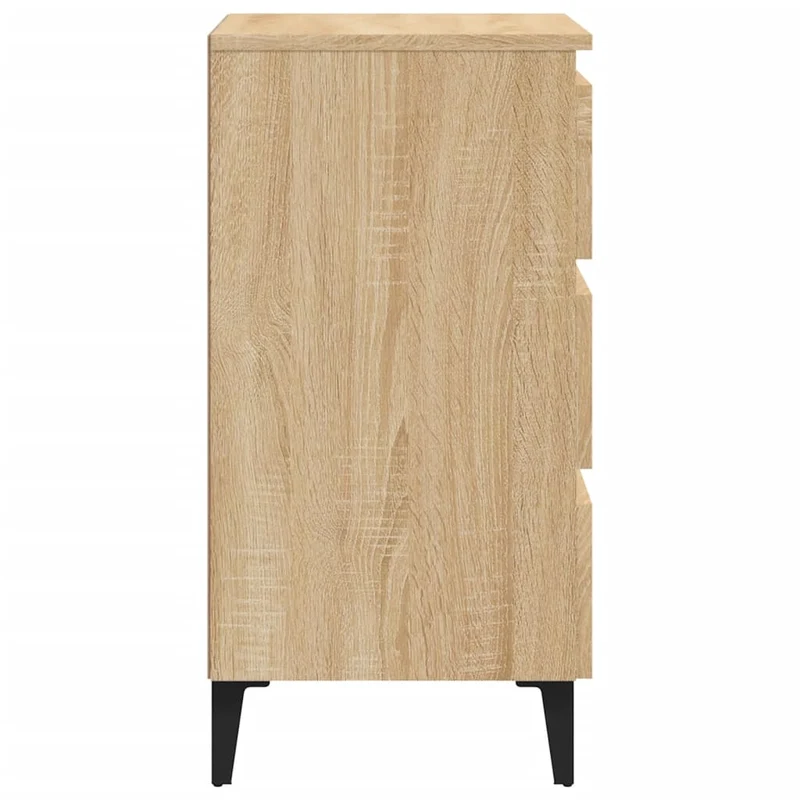 Table de chevet 3 tiroirs avec pieds en métal 40 x 35 x 69 bois d'ingénierie DEC033241