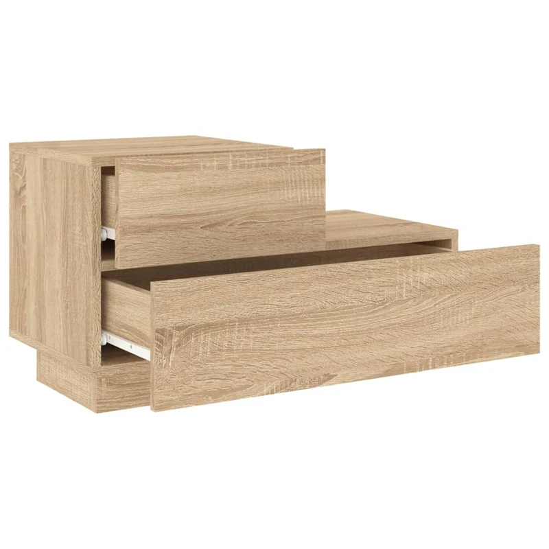 Table de chevet avec lumières LED et tiroirs 70 x 36 x 40,5 cm bois d'ingénierie couleur chêne DEC033188