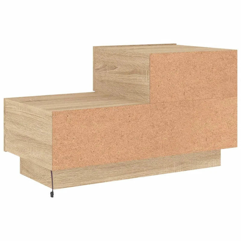 Table de chevet avec lumières LED et tiroirs 70 x 36 x 40,5 cm bois d'ingénierie couleur chêne DEC033188