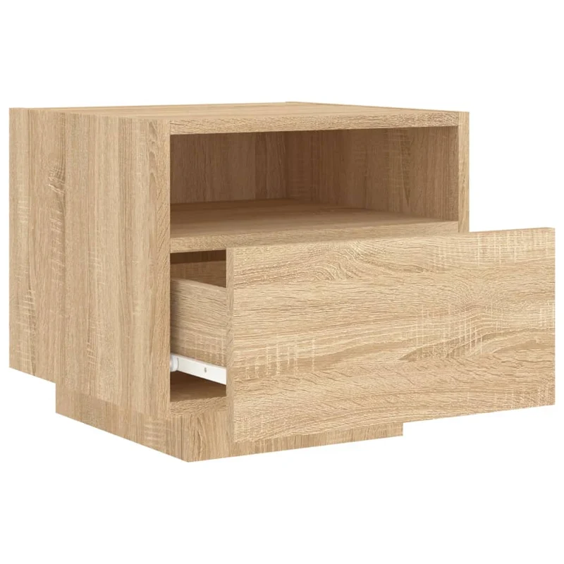 Table de chevet avec lumières LED et tiroir 40 x 39 x 37 cm en bois d'ingénierie DEC033185