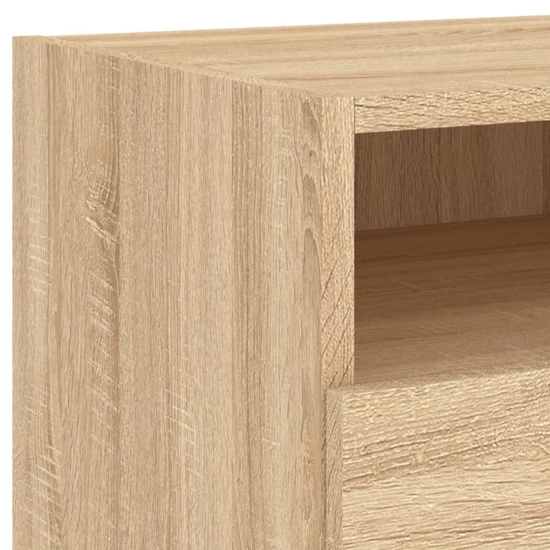 Table de chevet avec lumières LED et tiroir 40 x 39 x 37 cm en bois d'ingénierie DEC033185