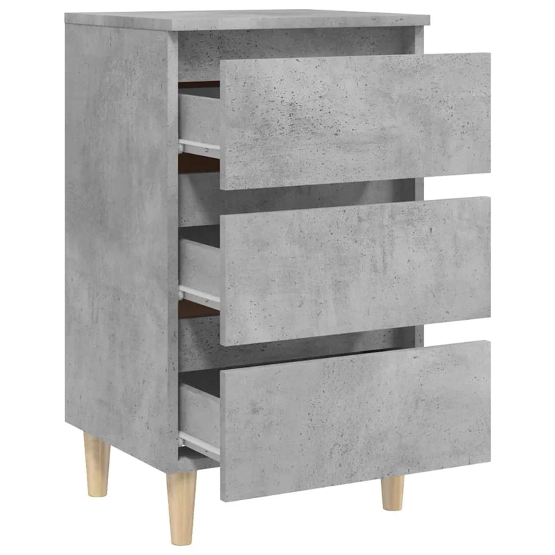 Lot de 2 tables de chevet avec 3 tiroirs 40 x 35 x 69cm bois d'ingénierie gris DEC035946