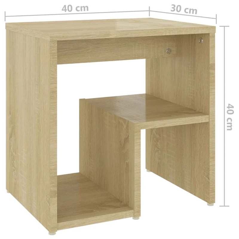 Lot de 2 tables de chevet avec étagère 40 x 30 x 40cm bois d'ingénierie couleur chêne DEC035878