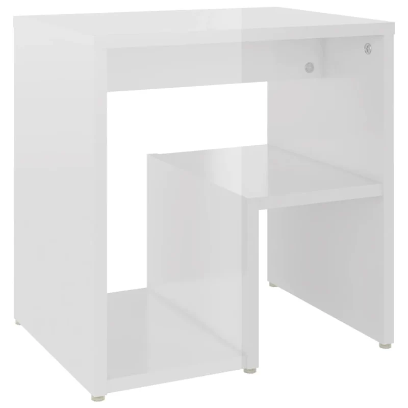 Lot de 2 tables de chevet avec étagère 40 x 30 x 40cm bois ingénierie blanc DEC035787