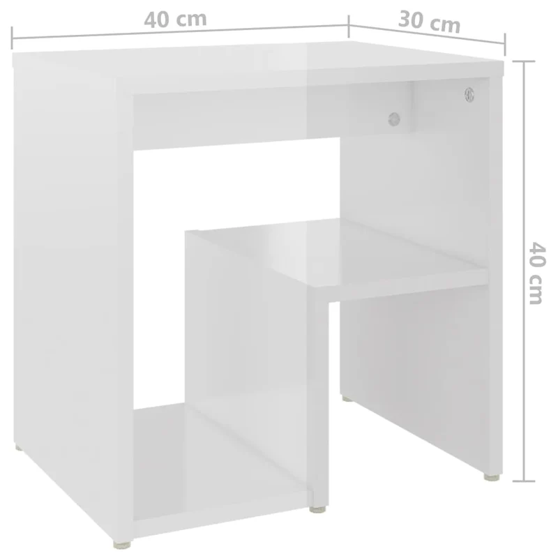 Lot de 2 tables de chevet avec étagère 40 x 30 x 40cm bois ingénierie blanc DEC035787