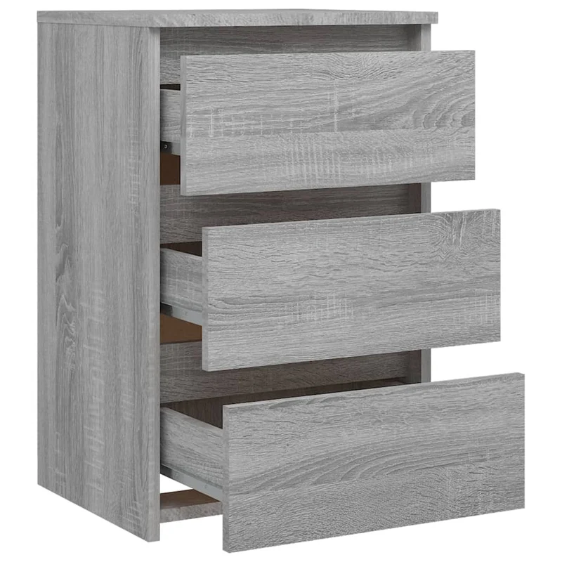 Lot de 2 tables de chevet avec 3 tiroirs 40 x 35 x 62,5cm bois ingénierie gris DEC035705