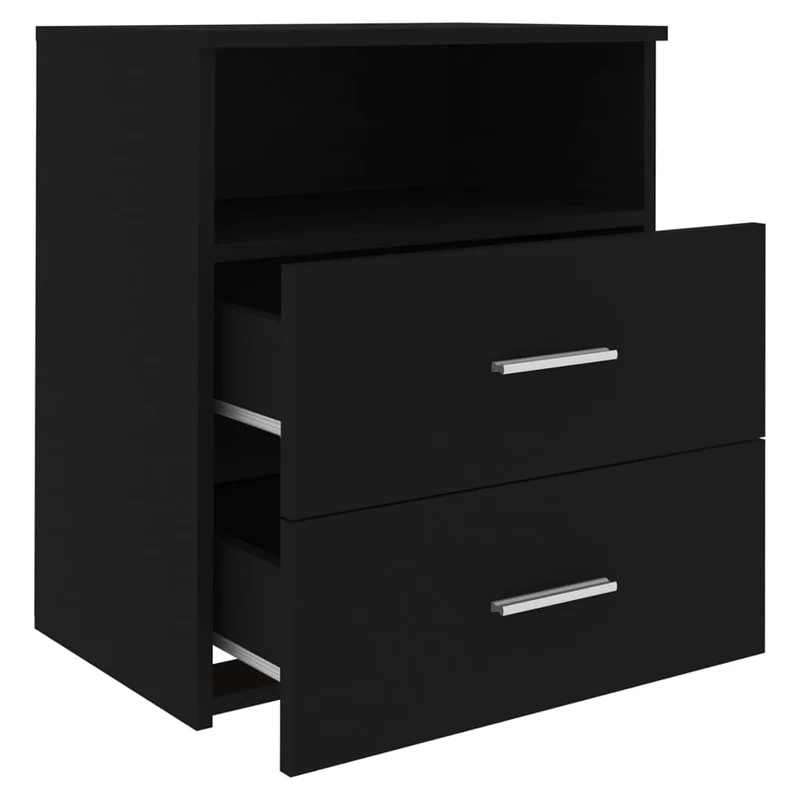 Lot de 2 tables de chevet avec tiroir et compartiment ouvert 50 x 32 x 60 cm bois d'ingénierie noir DEC035602