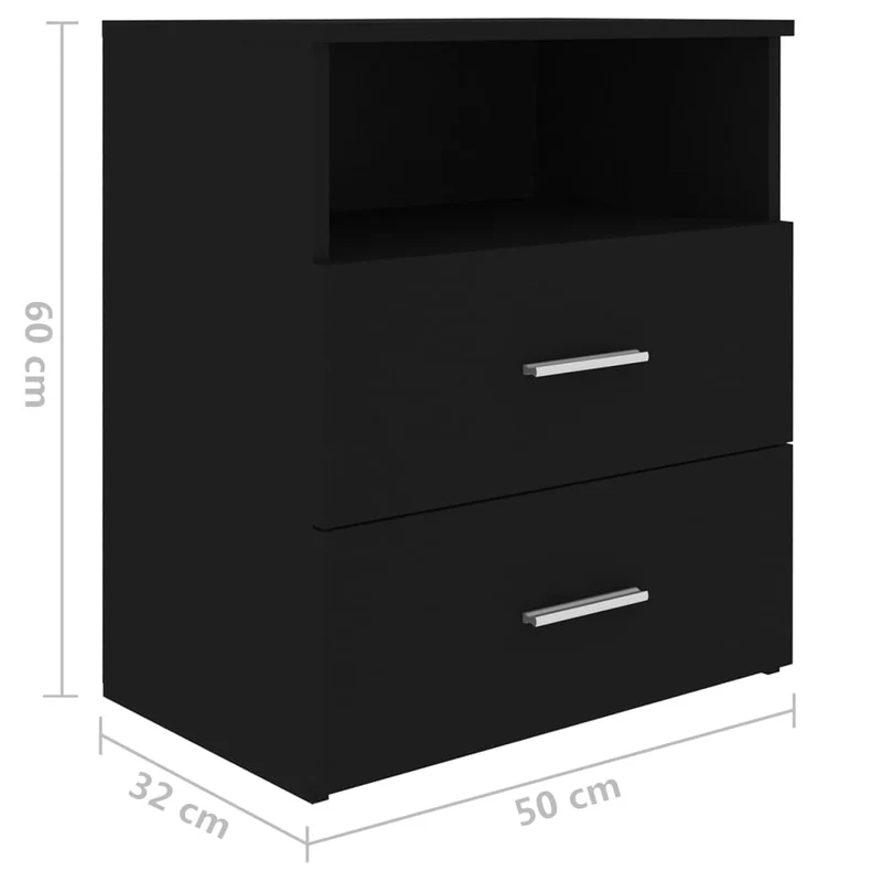 Lot de 2 tables de chevet avec tiroir et compartiment ouvert 50 x 32 x 60 cm bois d'ingénierie noir DEC035602