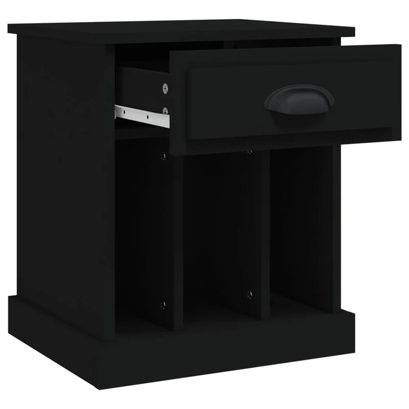 Lot de 2 tables de chevet avec tiroir et 3 compartiments 43 x 36 x 50 cm bois d'ingénierie noir DEC035596