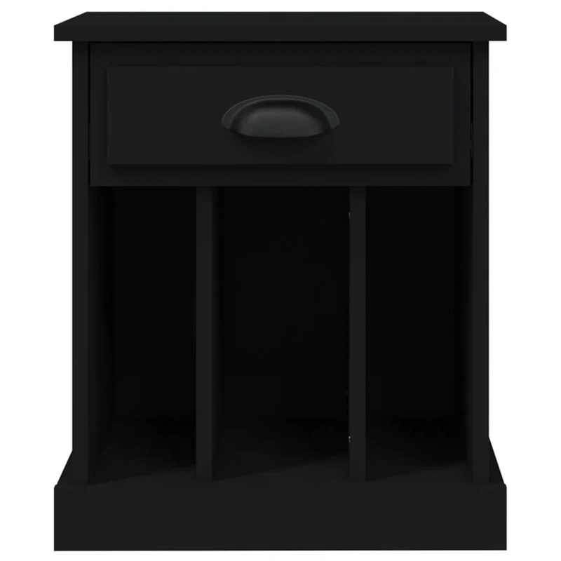Lot de 2 tables de chevet avec tiroir et 3 compartiments 43 x 36 x 50 cm bois d'ingénierie noir DEC035596