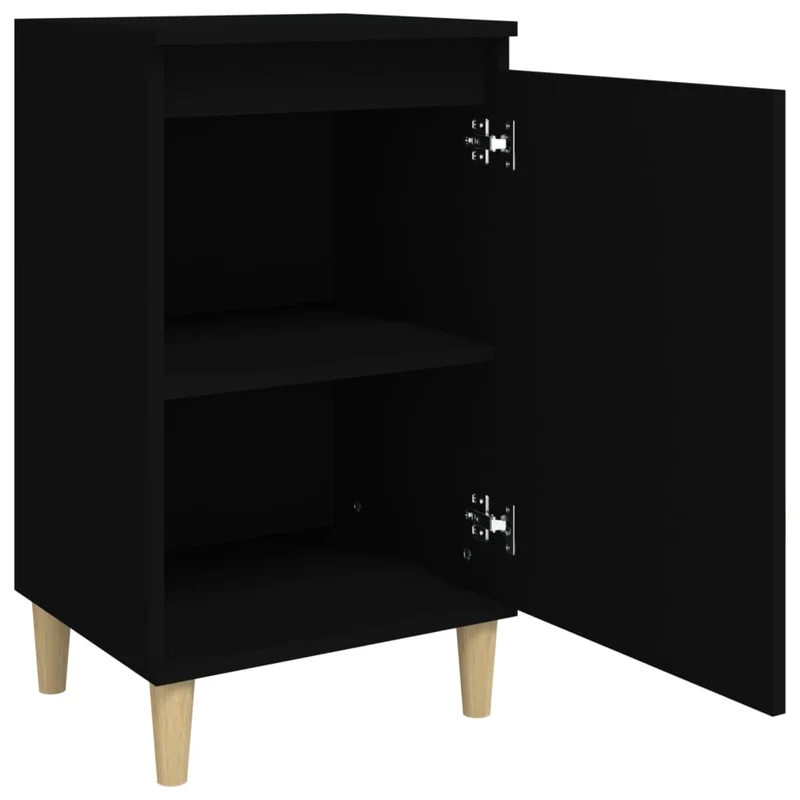 Lot de 2 tables de chevet avec compartiment avec porte 40 x 35 x 70 cm bois d'ingénierie noir DEC035568