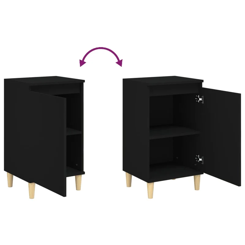Lot de 2 tables de chevet avec compartiment avec porte 40 x 35 x 70 cm bois d'ingénierie noir DEC035568
