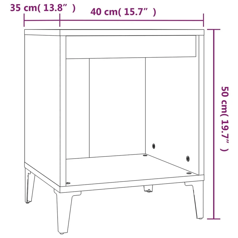 Lot de 2 tables de chevet avec compartiment ouvert 40 x 35 x 50 cm bois d'ingénierie noir DEC035544