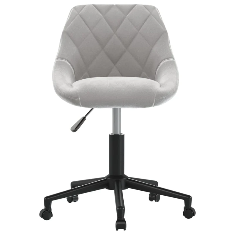 Chaise pivotante de bureau sur roulettes siège en velours gris clair cadre en acier noir DEC025084
