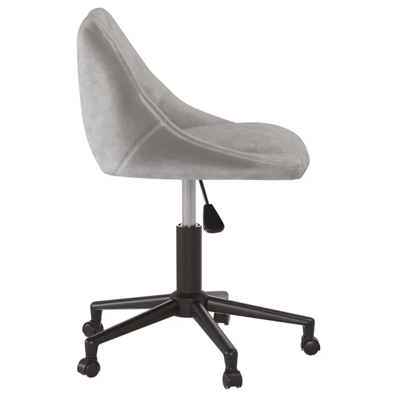 Chaise pivotante de bureau sur roulettes siège en velours gris clair cadre en acier noir DEC025084