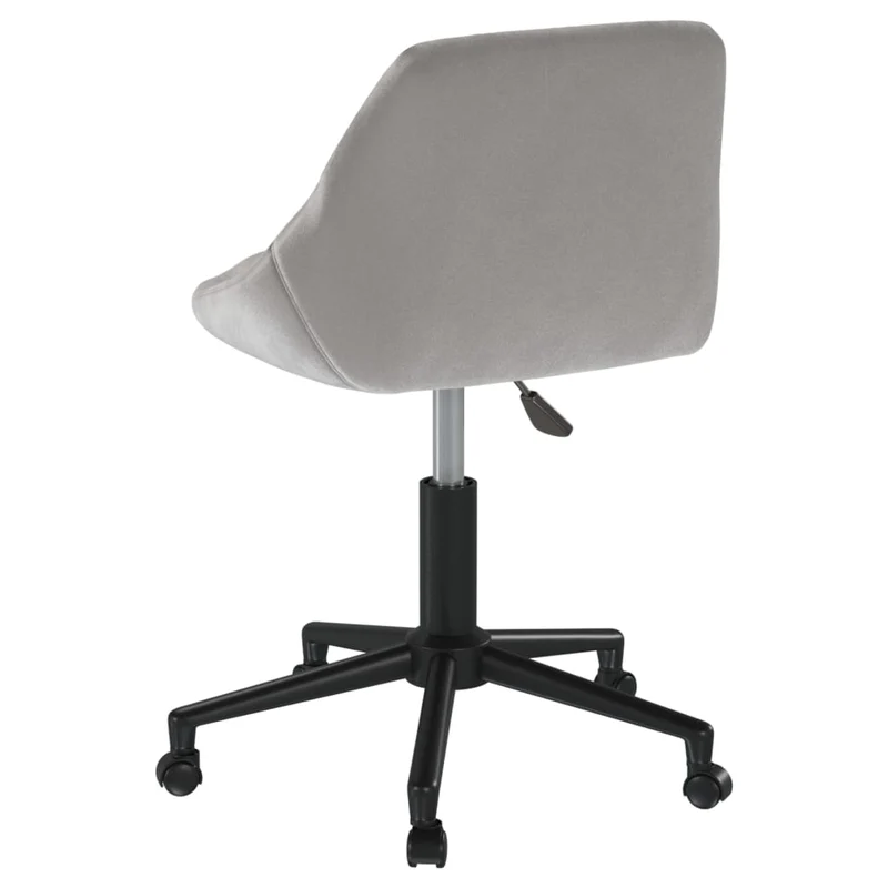 Chaise pivotante de bureau sur roulettes siège en velours gris clair cadre en acier noir DEC025084