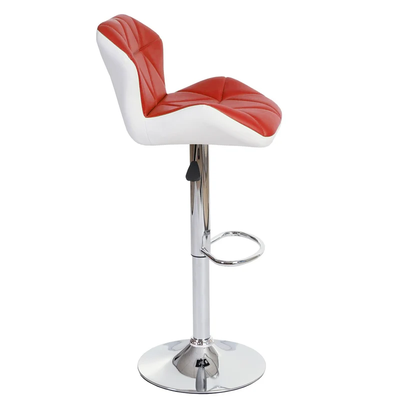 Tabouret de bar chaise de comptoir hauteur réglable en synthétique rouge cadre en acier chromé 04_0001229