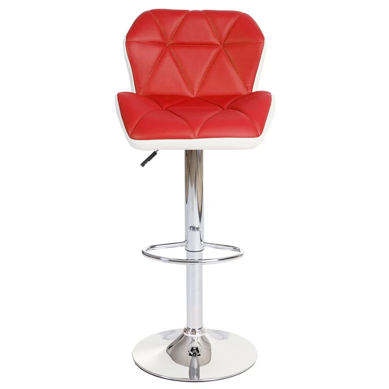 Tabouret de bar chaise de comptoir hauteur réglable en synthétique rouge cadre en acier chromé 04_0001229
