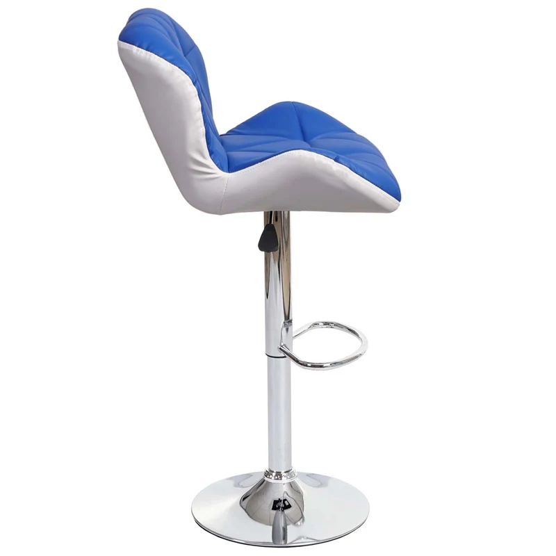 2x tabourets de bar chaise de comptoir hauteur réglable en synthétique bleu cadre en acier chromé 04_0000112