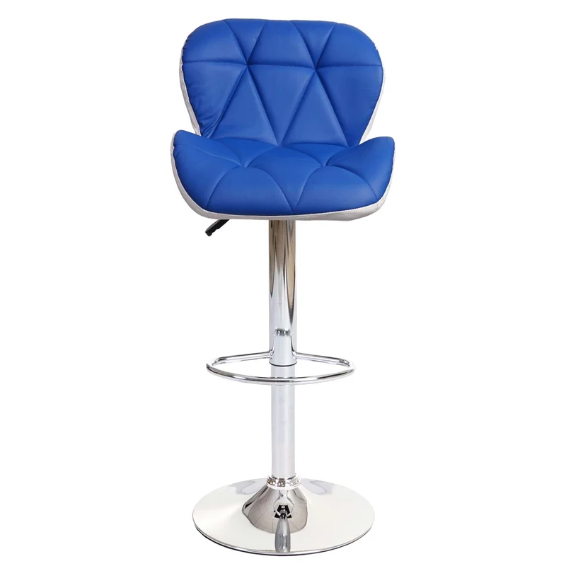 2x tabourets de bar chaise de comptoir hauteur réglable en synthétique bleu cadre en acier chromé 04_0000112