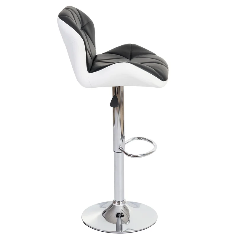 Tabouret de bar chaise de comptoir hauteur réglable en synthétique noir cadre en acier chromé 04_0005261