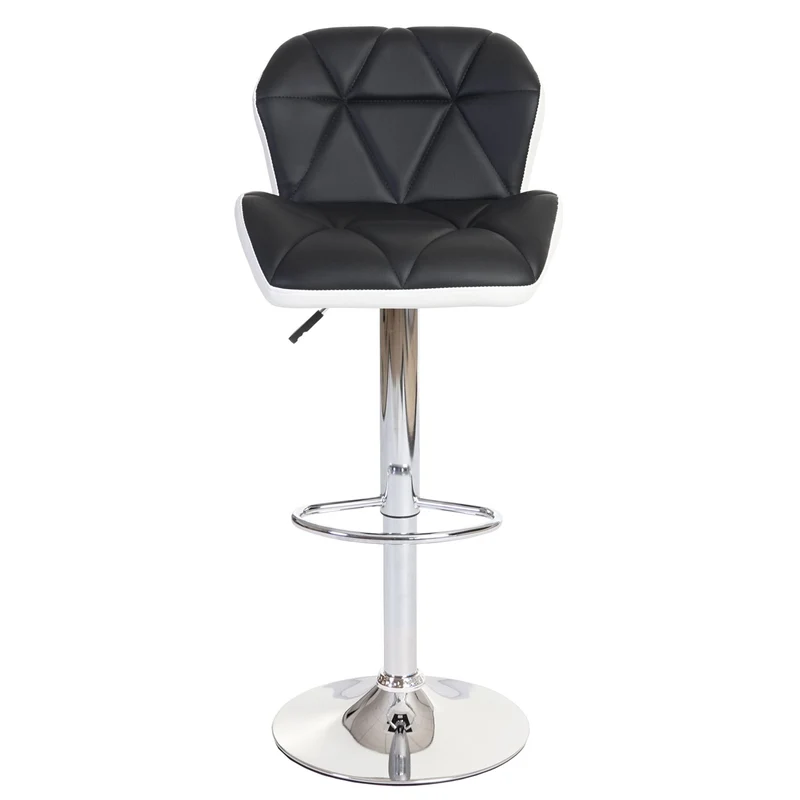 Tabouret de bar chaise de comptoir hauteur réglable en synthétique noir cadre en acier chromé 04_0005261