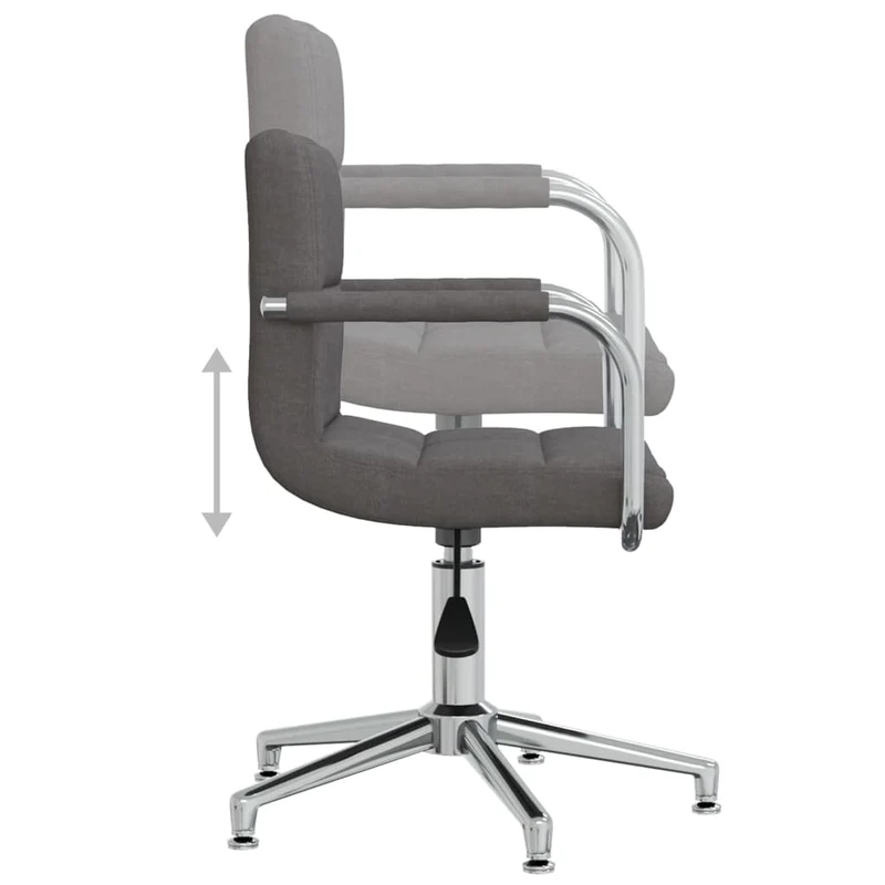 Chaise pivotante de salle à manger hauteur réglable accoudoirs en tissu gris foncé DEC025090