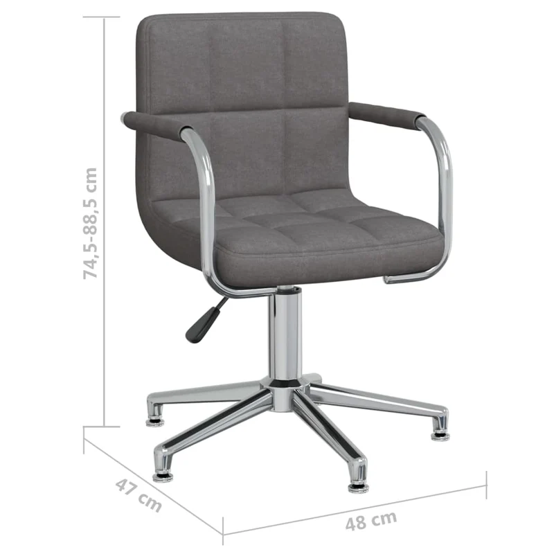 Chaise pivotante de salle à manger hauteur réglable accoudoirs en tissu gris foncé DEC025090
