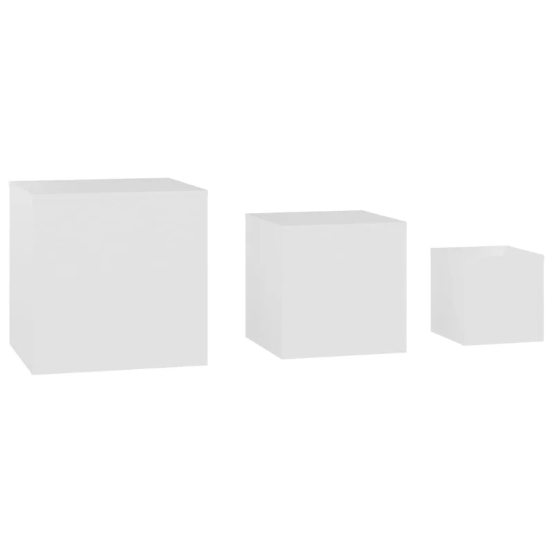 Lot de 3 tables d'appoint suppot de plantes bout de canapé en bois d’ingénierie blanc DEC032657
