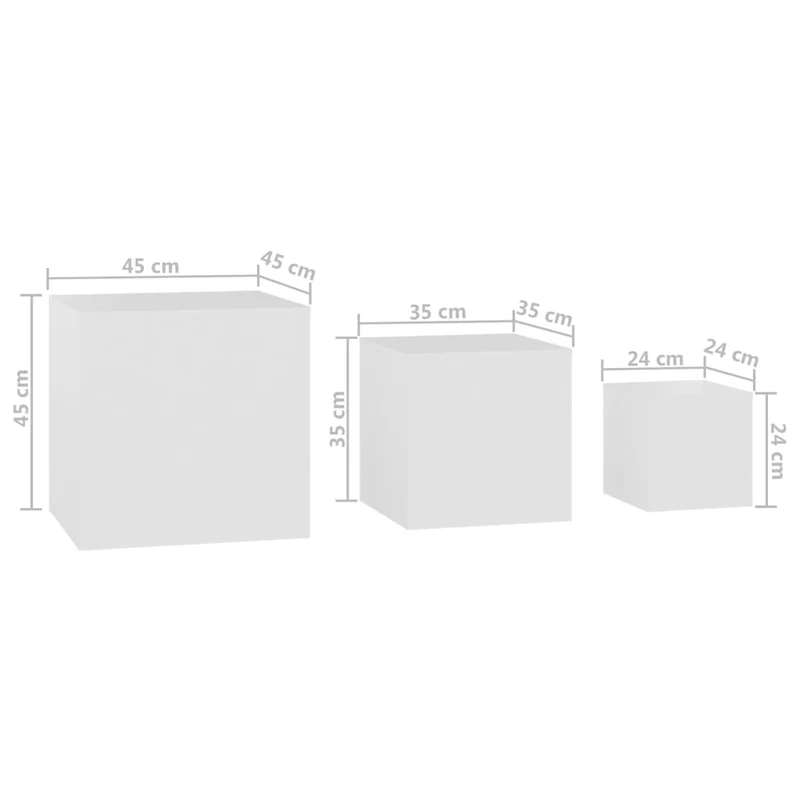 Lot de 3 tables d'appoint suppot de plantes bout de canapé en bois d’ingénierie blanc DEC032657