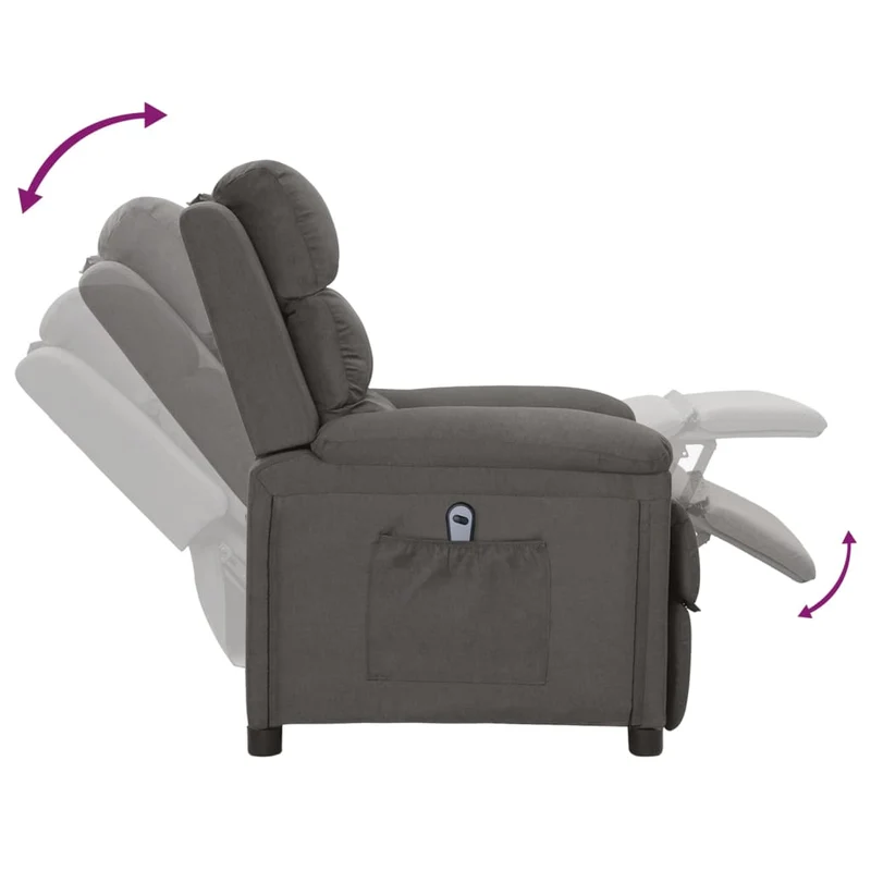 Fauteuil relax TV fonction d'inclinaison électrique très confortable en tissu gris foncé DEC028353