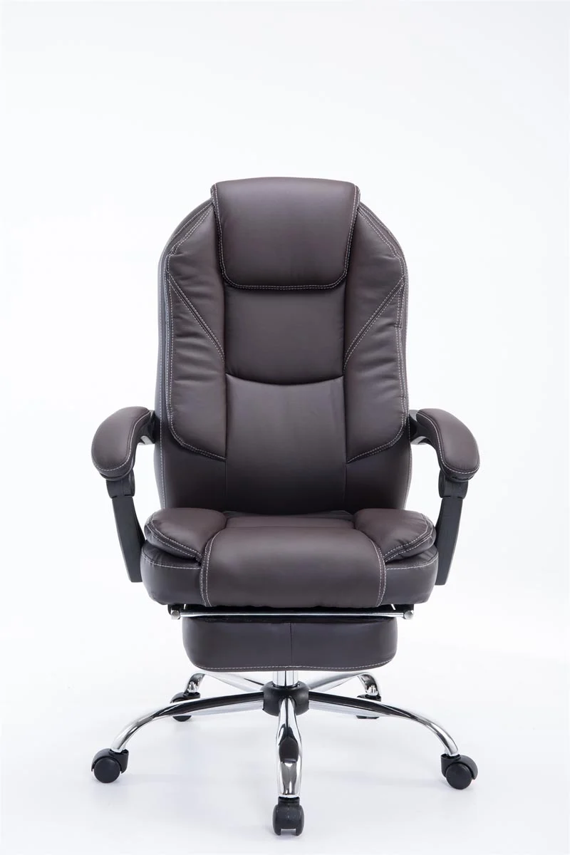 Fauteuil de bureau ergonomique en synthétique marron avec repose-pieds et accoudoirs BUR10379