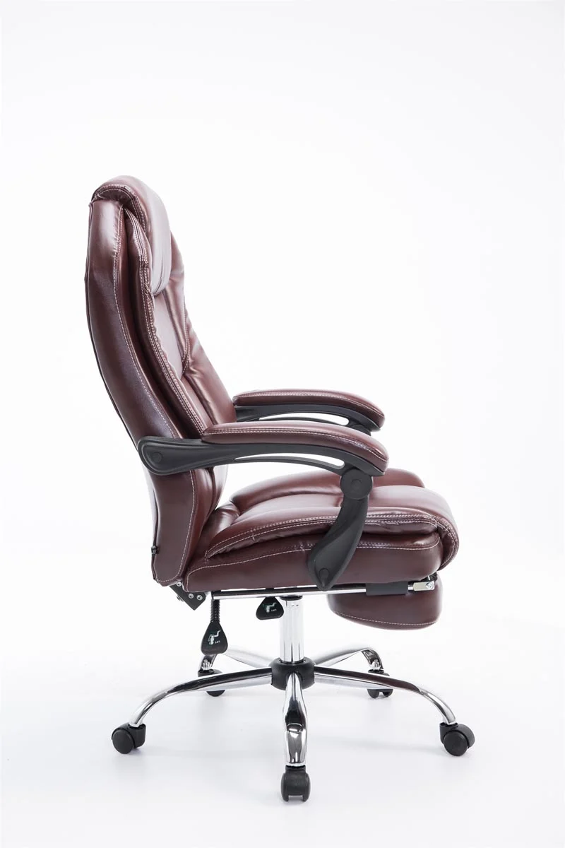 Fauteuil de bureau ergonomique en synthétique bordeaux avec repose-pieds et accoudoirs BUR10381
