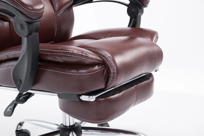 Fauteuil de bureau ergonomique en synthétique bordeaux avec repose-pieds et accoudoirs BUR10381