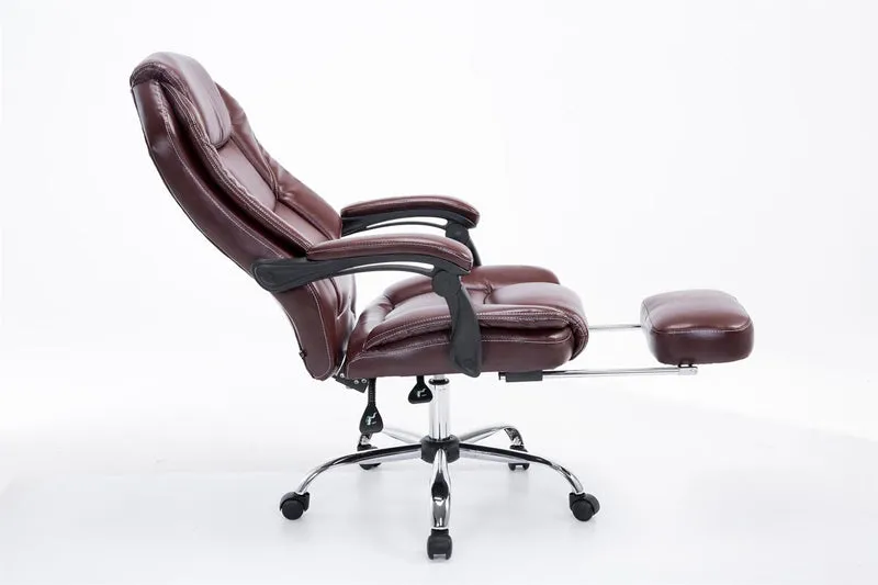 Fauteuil de bureau ergonomique en synthétique bordeaux avec repose-pieds et accoudoirs BUR10381