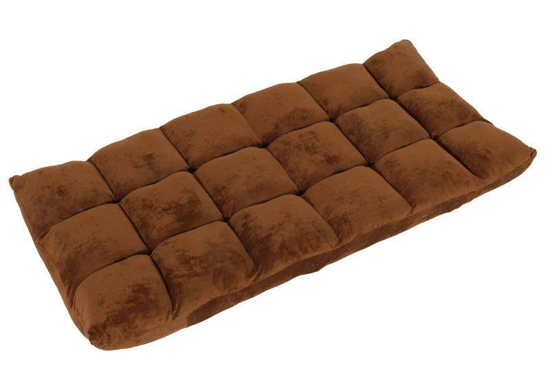 Chaise de sol coussin de sol dossier réglable sur 6 positions de relaxation cadre stable velours marron foncé 04_0006364