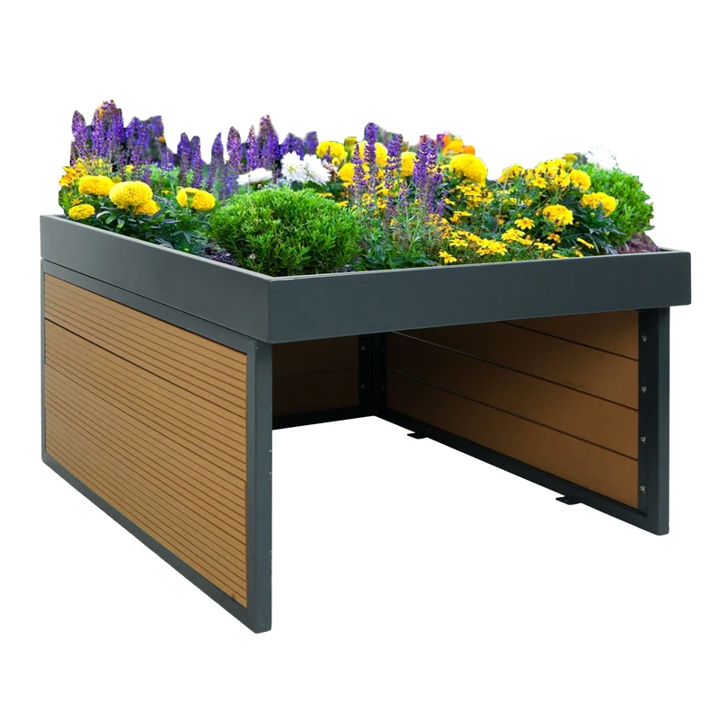 Abri pour robot tondeuse avec bac à plantes 40x60x73 cm fer et plastique aspect chêne 04_0006943