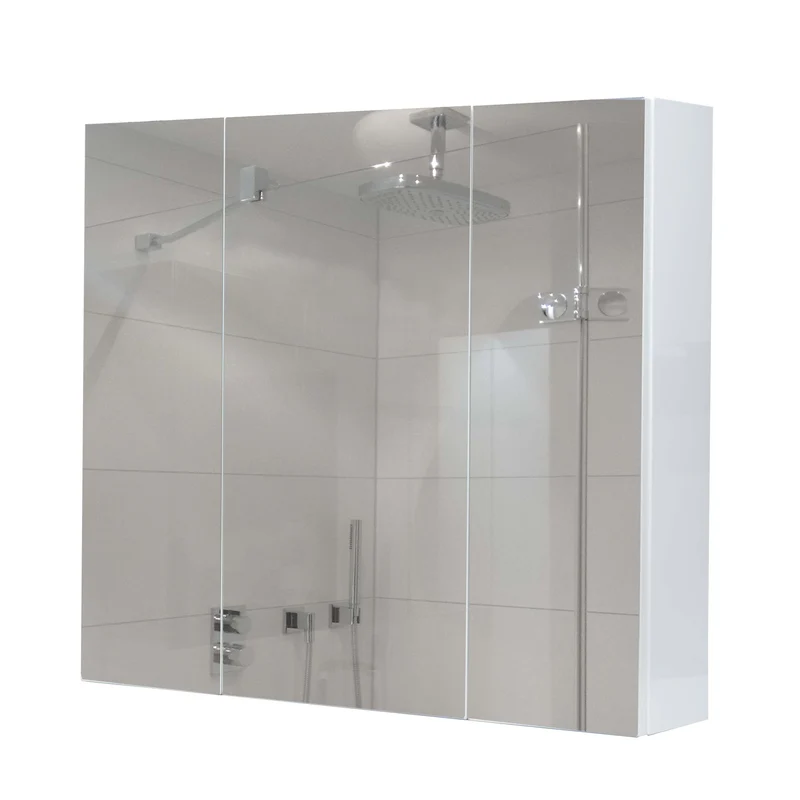 Armoire à miroir meuble de salle de bain mural 6 étagères brillant 70 x 80 x 16 cm blanc 04_0005769