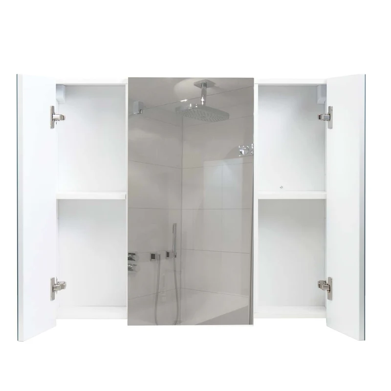 Armoire à miroir meuble de salle de bain mural 6 étagères brillant 70 x 80 x 16 cm blanc 04_0005769