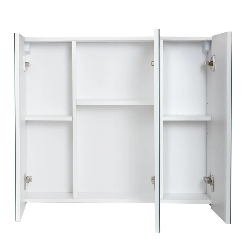 Armoire à miroir meuble de salle de bain mural 6 étagères brillant 70 x 80 x 16 cm blanc 04_0005769