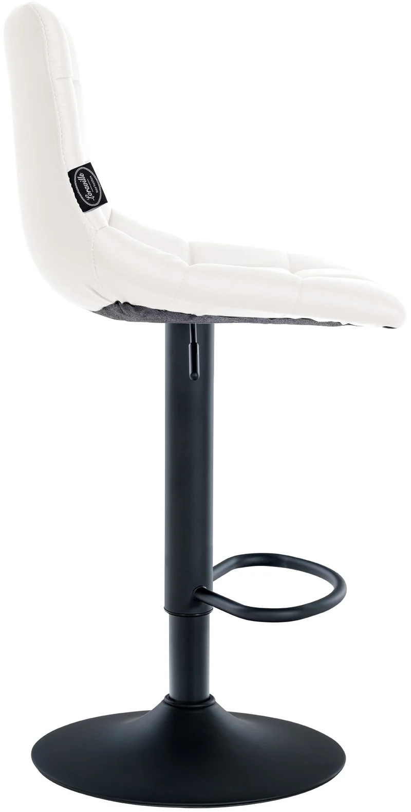 Lot de 2 tabourets de bar en synthétique blanc base métal noir mat réglable en hauteur et repose-pieds TDB10638