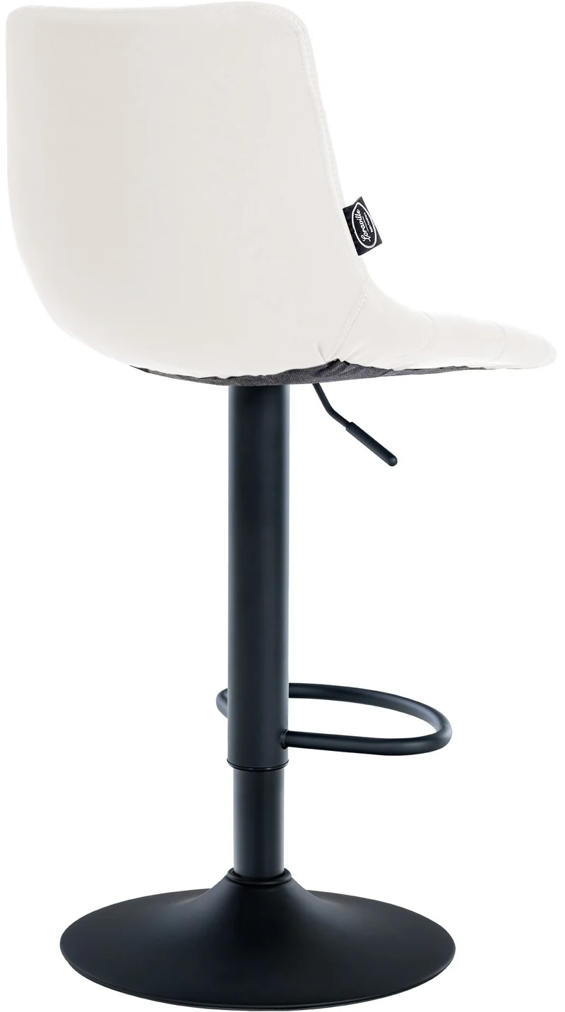 Lot de 2 tabourets de bar en synthétique blanc base métal noir mat réglable en hauteur et repose-pieds TDB10638