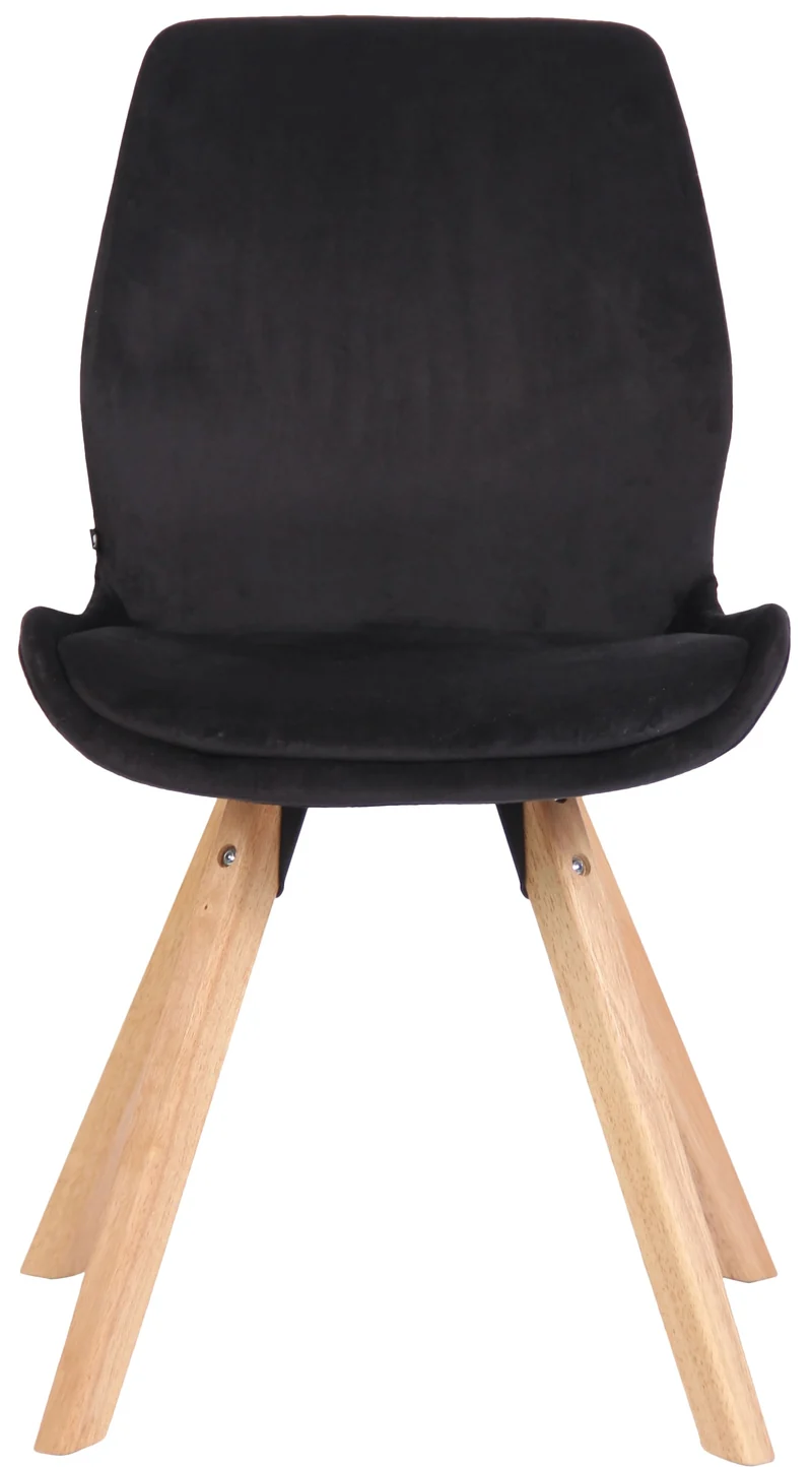 Chaise de salle à manger x1 design scandinave en velours noir et pieds en bois carrés clair 10_0002307
